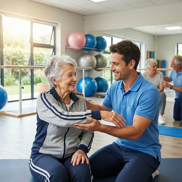 Fizjoterapia dla seniorów – terapeuta pracujący z osobą starszą
